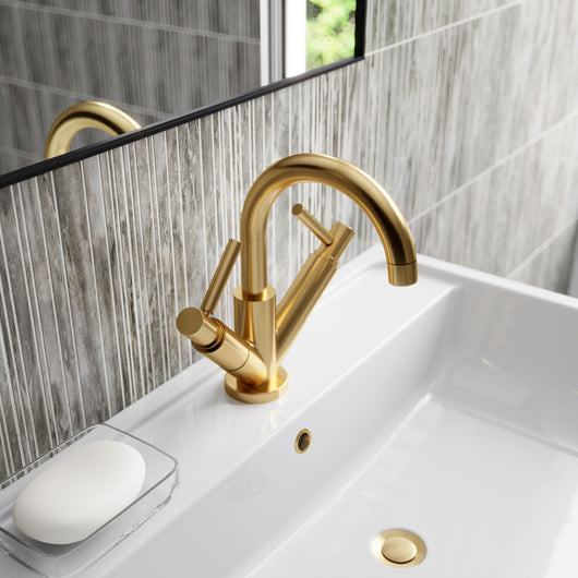  Hudson Reed Tec Lever Mono Basin Mixer - Brushed Brass