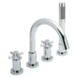 Hudson Reed Tec Crosshead 4 Hole Bath Shower Mixer Tap with Shower Kit & Hose Retainer