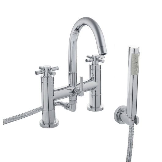  Hudson Reed Tec Crosshead Bath Shower Mixer with Swivel Spout, Shower Kit & Wall Bracket