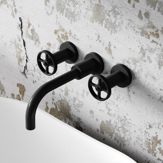  Hudson Reed Revolution Wall Mounted Basin Mixer - Matt Black