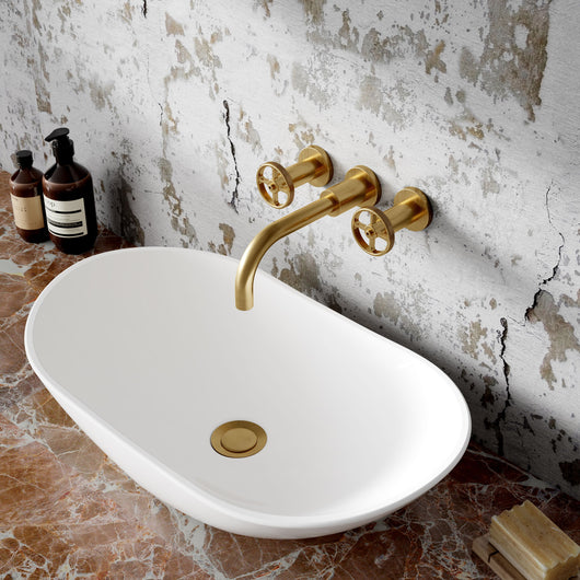  Hudson Reed Revolution Wall Mounted Basin Mixer - Brushed Brass