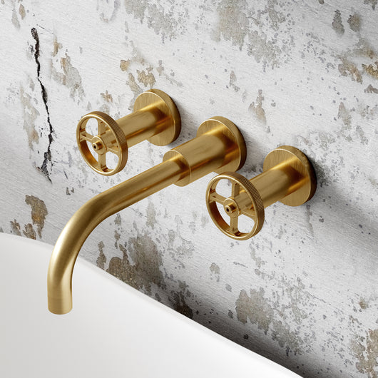  Hudson Reed Revolution Wall Mounted Basin Mixer - Brushed Brass