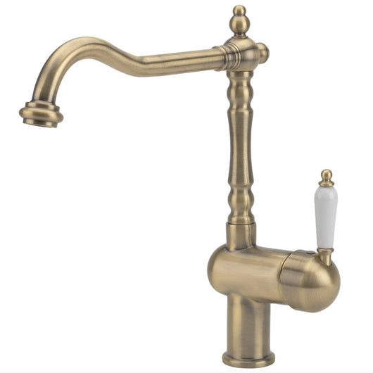  Tre Mercati Little Venice Antique Brass Traditional Single Lever Mono Sink Mixer Tap - welovecouk