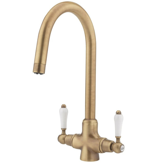  Tre Mercati Little Venice Traditional Antique Brass 2 Lever Mono Sink Mixer Tap - welovecouk