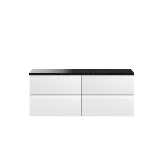  Hudson Reed Urban 1200mm Wall Hung 4-Drawer Unit & Laminate Worktop - Satin White