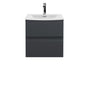 500mm Wall Hung 2 Drawer Vanity & Basin 4 - Satin Anthracite