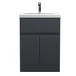 600mm Floor Standing 2 Door/Drawer Vanity & Basin 1 - Satin Anthracite