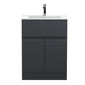 600mm Floor Standing 2 Door/Drawer Vanity & Basin 2 - Satin Anthracite