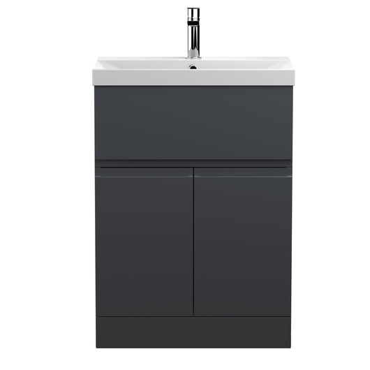  600mm Floor Standing 2 Door/Drawer Vanity & Basin 3 - Satin Anthracite