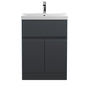 600mm Floor Standing 2 Door/Drawer Vanity & Basin 3 - Satin Anthracite