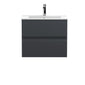 600mm Wall Hung 2 Drawer Vanity & Basin 2 - Satin Anthracite