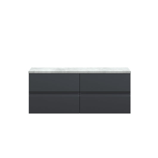  Hudson Reed Urban 1200mm Wall Hung 4-Drawer Unit & Laminate Worktop - Soft Black