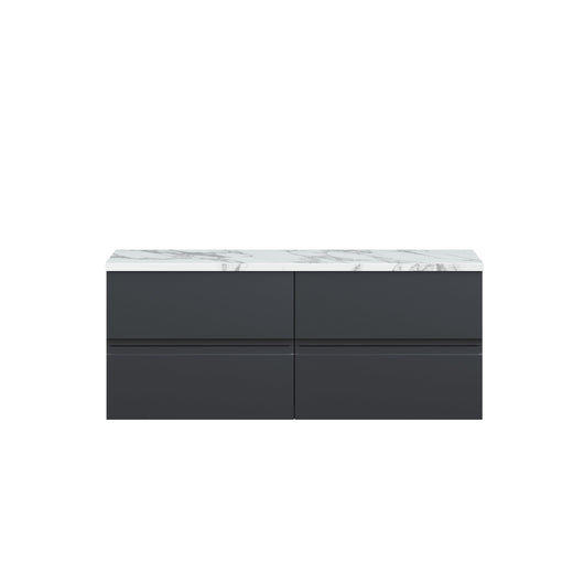  Hudson Reed Urban 1200mm Wall Hung 4-Drawer Unit & Laminate Worktop - Soft Black