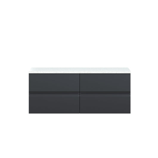  Hudson Reed Urban 1200mm Wall Hung 4-Drawer Unit & Laminate Worktop - Soft Black