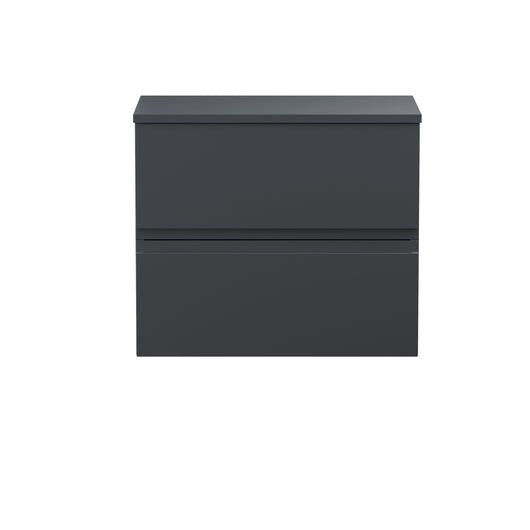  600mm Wall Hung 2 Drawer Vanity & Laminate Top - Satin Anthracite