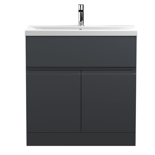  800mm Floor Standing 2 Door/Drawer Vanity & Basin 1 - Satin Anthracite