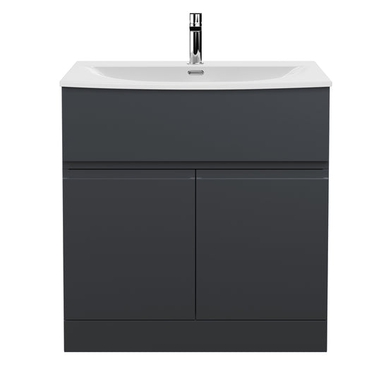  800mm Floor Standing 2 Door/Drawer Vanity & Basin 4 - Satin Anthracite