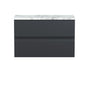 Hudson Reed Urban 800mm Wall Hung 2-Drawer Unit & Laminate Worktop - Soft Black