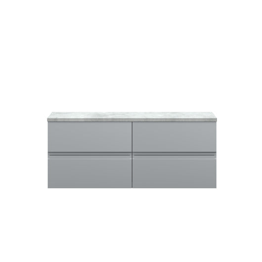  Hudson Reed Urban 1200mm Wall Hung 4-Drawer Unit & Laminate Worktop - Satin Grey