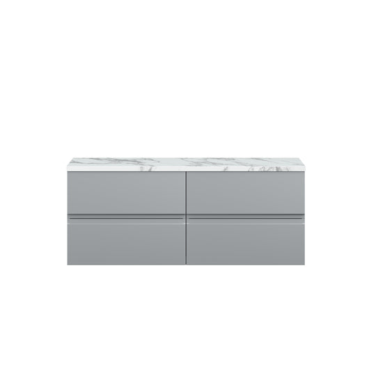  Hudson Reed Urban 1200mm Wall Hung 4-Drawer Unit & Laminate Worktop - Satin Grey