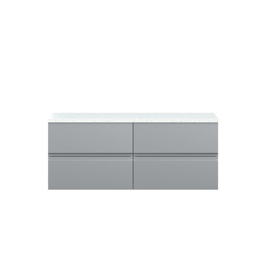  Hudson Reed Urban 1200mm Wall Hung 4-Drawer Unit & Laminate Worktop - Satin Grey