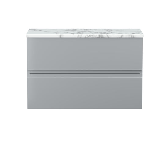  Hudson Reed Urban 800mm Wall Hung 2-Drawer Unit & Laminate Worktop - Satin Grey