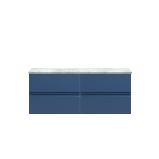  Hudson Reed Urban 1200mm Wall Hung 4-Drawer Unit & Laminate Worktop - Satin Blue