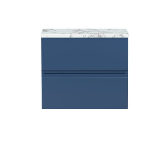  Hudson Reed Urban 600mm Wall Hung 2-Drawer Unit & Laminate Worktop - Satin Blue