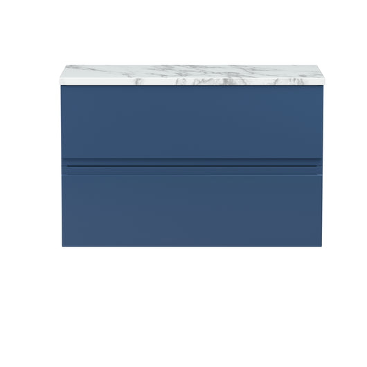  Hudson Reed Urban 800mm Wall Hung 2-Drawer Unit & Laminate Worktop - Satin Blue