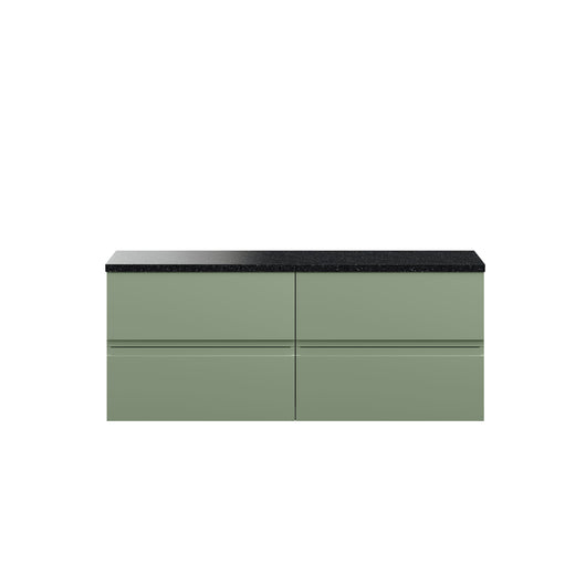  Hudson Reed Urban 1200mm Wall Hung 4-Drawer Unit & Laminate Worktop - Satin Green