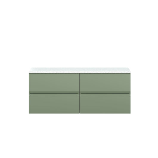  Hudson Reed Urban 1200mm Wall Hung 4-Drawer Unit & Laminate Worktop - Satin Green