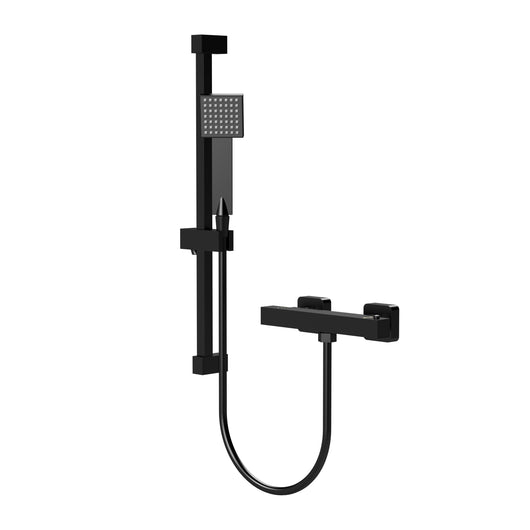  REGAR  Square Exposed Bar Valve Thermostatic Shower C/W Slide Rail Kit - Black