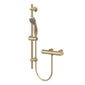 REGAR  Round Exposed Bar Valve Thermostatic Shower C/W Slide Rail Kit - Brushed Brass