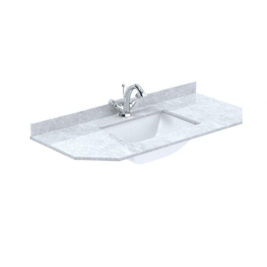  Bayswater Victrion 1 Tap Hole Marble Worktop - White 600mm