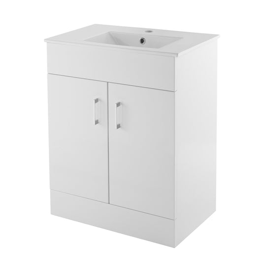  Nuie Eden 600mm Floor Standing 2-Door Vanity Unit & Basin - Gloss White