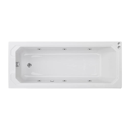  Art Deco 1800mm x 800mm Square Single Ended 6 Jet Whirlpool Bath - Chrome