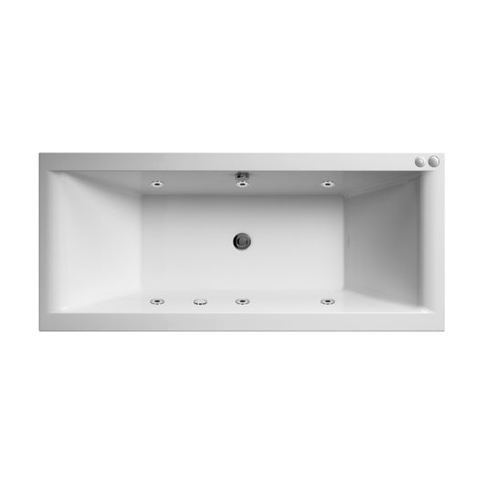  Quadra 1700mm x 700mm Square Double Ended 6 Jet Whirlpool Bath - Chrome