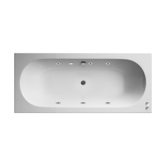  Arc 1800mm x 800mm Round Double Ended 6 Jet Whirlpool Bath - Chrome