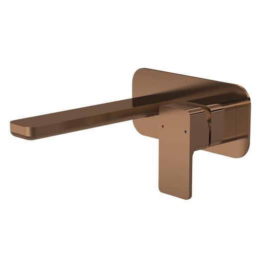  Nuie Windon Wall Mounted 2 Tap Hole Basin Mixer With Plate - Brushed Bronze