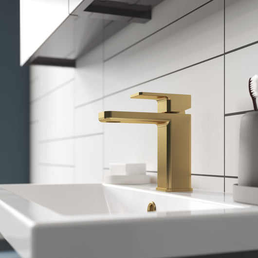  Nuie Windon Mono Basin Mixer With Push Button Waste - Brushed Brass