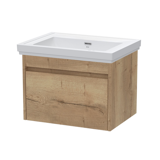  BC Designs Loftwood Wall Hung Vanity Unit & Basin 600mm - Autumn Oak