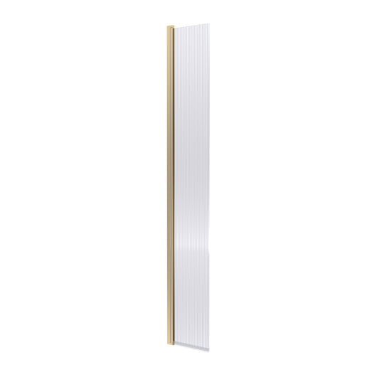  Nuie 300 x 1850 Fluted Hinged Flipper Screen with Support Bar - Brushed Brass