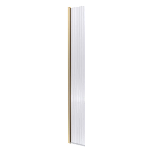  Hudson Reed 300mm Fluted Hinged Flipper Screen with Support Bar - Brushed Brass