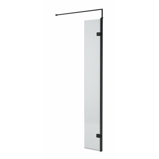  300x1950 Fluted Hinged Screen with Support Bar - Matt Black