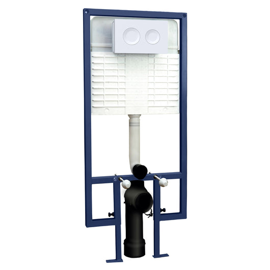  Nuie Dual Flush Concealed Cistern Frame Round Plate - Matt White