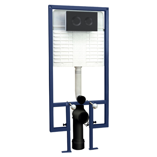  Nuie Dual Flush Concealed Cistern Frame Round Plate - Matt Black