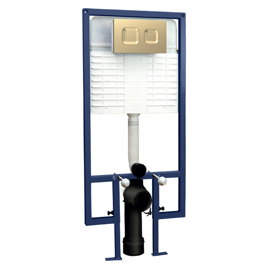  Nuie Dual Flush Concealed Cistern Frame Square Plate - Brushed Brass