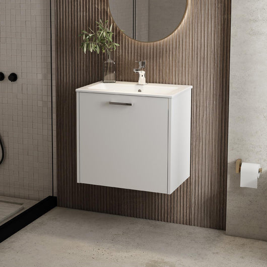  LECICO Zara 50cm 1-Drawer Wall Hung Vanity Unit - Gloss White