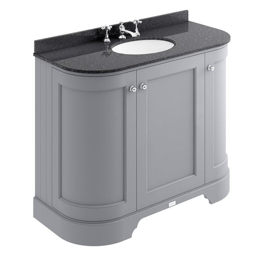  Bayswater 1000mm 3-Door Floor Standing Curved Basin Cabinet - Plummett Grey - welovecouk