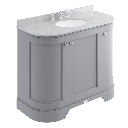  Bayswater 1000mm 3-Door Floor Standing Curved Basin Cabinet - Plummett Grey - welovecouk